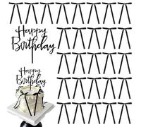 50 pieces cake decoration black,ribbon cake decoration,cupcake topper with ribbon with happy birthday sign,cake decoration wedding,cake decoration with ribbon,for birthday,party,wedding,valentine's da