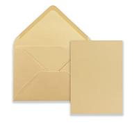 50 pieces card with envelope set - single cards Din A5-14.8 x 21 cm caramel with envelopes Din C5-15.4 x 22 cm caramel - wet glue