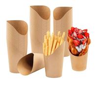 50 Pieces Chip Cones, 12oz Paper Cones Popcorn Cups Snacks Food Cones Puff Waffle French Fries Chips Take-Out Party Frozen Dessert Supplies