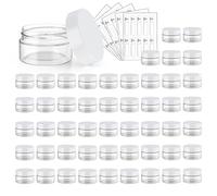50 Pieces Clear Round Plastic Jars with White Lids Plastic Containers for Lotion Cream Ointments Makeup Eyeshadow Rhinestones Samples 50pcs, White Lid, 29,57ml