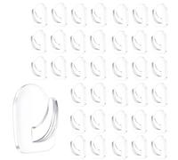 50 Pieces Clear Self Adhesive Hooks for Hanging, Transparent Reusable Sticky Hooks,Small Acrylic Heavy Duty Sticky Hangers with Non Marking Sticker for Kitchen Bathroom Bedroom Office