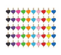 50 Pieces Colorful Love Photo Clips, Colorful Wooden Clips, Holiday Card Clips, Love Clips Decorative Accessories, Perfect for Photos, DIY Arts and Crafts, Weddings and Parties