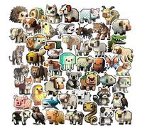 50 Pieces Creative Animal Stickers for Children Pack, Vibrant Cool Stickers in Assorted Designs, Waterproof Self-Adhesive and Reusable for Gifts and DIY Decor