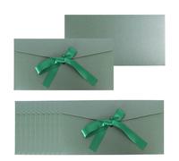 50 Pieces Dark Green Envelopes with Bow Tie Closure, Paper Greeting Card Holders for Invitations Mail Postcard Bills Wedding Party Favors Business Cards, 8.66 x 4.33 Inches