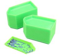 50 Pieces Diamond Painting Trays 9 x 4.8 x 1 cm Beads Sorting Tray Diamond Art Accessories Plastic Diamond Art Trays Reusable Cross Stitch Dotting Accessories Rhinestone Gems Nail Arts Plate