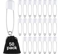 50 Pieces Diaper Pins 2.2 Inch Plastic Head Cloth Closures Stainless Steel Nappy Safety Pins with a Velvet Bag