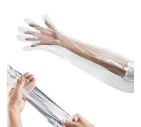 50 Pieces Disposable Field Dressing Gloves, Veterinary Insemination Rectal Long Gloves, Extra Long Sleeve Full Arm Gloves, Cow Deer Palpation Gutting Gloves (Transparent)