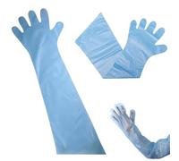 50 Pieces Disposable Long Arm Gloves Plastic Bule, Artificial Insemination Gloves, Long Sleeve Vet Glove, for Veterinary Arm Protection And Cleaning, for Livestock and Life