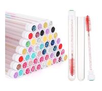 50 Pieces Disposable Mascara Wands, Diamond Eyelash Brush with Tube Lash Spoolies for Eyelash Extensions Makeup Tools - Mix Colors