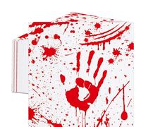 50 Pieces Halloween Bloody Handprint Napkins - Scary Red Blood Splatter Design Paper Napkins for Horror Birthday, Halloween Dinner, Zombie Theme, and Murder Mystery Party Decorations