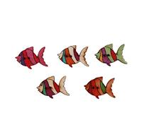 50 Pieces Hedgehog Fish Shape 2 Holes Button Color Painted Wooden Button Sewing Craft Decoration Clothing Accessories,Fish
