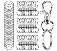 50 Pieces in 25 Sets Swivel Metal Snap Hook Keychain Making Kits, Metal Swivel Lobster Clasps with Key Rings Swivel Locking Clip for Keys