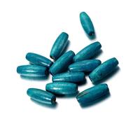 CHAMEEN 50 Pieces Large Oval Wood Beads Blue Wooden Tube Beads Large Hole Wood Craft Beads for Macrame Making Jewelry Home Decors