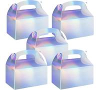 50 Pieces Laser Party Box 15x9x9cm Thickened Paper Gift Packaging Box with Lid Iridescent Gable Boxes Candy Snacks Gift DIY Boxes Party Birthday Wedding Supplies Lunch Baby Shower