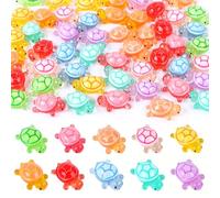 50 Pieces Luminous Mini Turtles Mini Resin Animals Tiny Turtles for Crafts Doll House Garden Micro Moss Landscape Home Decor, 10 Colors