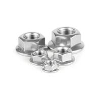 50 Pieces M3 M4 M5 M6 M8 M10 M12 304 Stainless steel Hexagon Hex Head Serrated Spinlock Lock Flange Nuts(M6(10PCS))