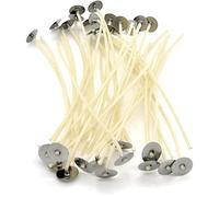 50 pieces of 200 mm / 20 cm Pre Waxed Candle Wicks with Sustainers Long Tabbed for Candle Making DIY Crafts