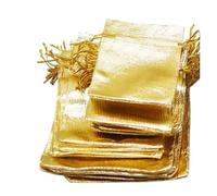 50 Pieces Of Large-sized Gold And Silver Special Design Necked Bag For Wedding， Candy Jewelry, And Bags(Gold 50pcs,10x15cm)