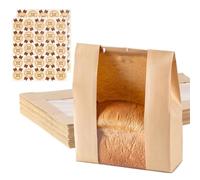 50 Pieces Paper BreadBags Pa per Bags for Bread Sourdough Bread Bag with WindowPaper BreadBags for Homemade Breadfor Bread Toast Candy Pastries Biscuits（Kraft Paper）