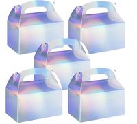 50 Pieces Party Box 15x9x9cm Thickened Paper Gift Packaging Box with Lid Iridescent Gable Boxes Candy Snacks Gift DIY Boxes Party Birthday Wedding Supplies Lunch Baby Shower