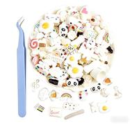 50 Pieces Phone DIY Charms for Slime with Tweezer, Slime Accessories for Phone - Multi-Style, Easy to Match & Use for DIY Craft, Color Charm (White)