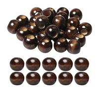 50 Pieces Round Wood Beads, Wood Beads with Holes, Loose Beads for Crafts, DIY Jewelry Accessories, Beads for Stringing