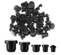 50 Pieces Rubber Stopper for Holes 5 Sizes Black Snap In Stoppers Rubber Waterproof Button Hole End Covers Soft Flexible Stopper for Furniture Labs