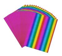 50 Pieces Toner Reactive Foil for Laminator, 20x29cm/7.9x11.4inch Foil Paper for Toner Foiling Scrapbooking Craft Projects Card Making, Foil by Laser Printer and Laminator ( Straight Stripe Rainbow )