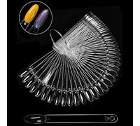 50 Pieces Transparent Nails Art Color Sticks Fan Shape Nails Salon Tools for Easy Gel Polish Color Display and Practice Manicure Display Sticks