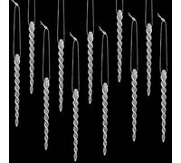 50 Pieces Tree Icicles for Christmas Ornaments - Plastic Twisted Icicle Hanging Decoration for Winter Holiday, Xmas Party, Wedding (Silver, 5.12 Inch)