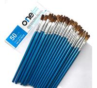 50 Pieces Value Pack of Flat Paint Brush, Synthetic Sable Soft Hair, Small Size, Short Handle, Bulk Brush Set for Acrylic, Oil, Watercolour Painting, Precise Makeup, Dry Brushing, Blending