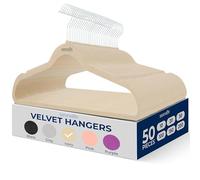 50 Pieces Velvet Hangers - Space Saving Heavy Duty Slim Suit Clothes Hanger Set with 360 Degree Swivel Metal Hook, Can Hold Up to 10 Lbs. For Coats, Jackets, Pants & Dress (Ivory)