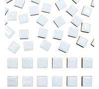 50 Pieces White Mosaic Tiles for Crafts 1" Ceramic Tiles Assorted Colors Square Ceramic Mosaic Project Supplies for Photo Frame Mosaic Stepping Stones Bath Old Pool Furniture Decor