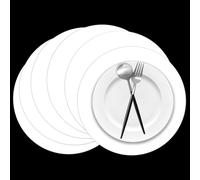 50 Pieces White Paper Place Mats White Round Disposable Table Mats Decorative Placemats for Wedding Bridal Shower Black Birthday Party Dining Decor