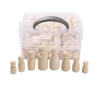 50 Pieces Wooden Peg Dolls Unfinished Log Color Wood Bodies Plain Blank Body Peg Dolls for DIY Craft Tiny Pegs for Painted Graffiti Toy People Figures