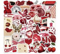 50 Pieces Y2k Cherry Girl Stickers for Water Bottle|Vinyl Waterproof Sticker Laptop Skateboard Phone Car Decals for Teens Adults Party Favors Supplies Decor (Y2k Decals)