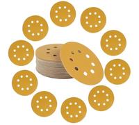 50 Pieces Yellow Sandpaper, 5-Inch 8-Hole Hook and Loop Sanding Discs for Random Orbital Sanders, Available in 60, 80, 120, 150, 180, 240, 320, 400, 600, 800 Grit (60 Grit)