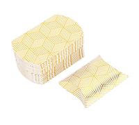 50 piezas de caja de almohada de papel kraft con diseño de línea de oro luz blanca, juego de cajas de golosinas de chocolate para bodas, despedidas de soltera, baby shower,