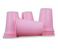 50 Pink Plastic Party Cups | Pack of 50 16oz Disposable Drinking Cups | Hen Night | Birthday | American Ping Pong Party Cups