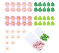 50 Pins for Cork Board Set, 1.88x1.88 cm, with a Creative flower and Green Leaf Design, Suitable for Various Surfaces Such as Corkboards, Photos, Sticky Notes, Felt Boards, and Foam Walls