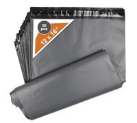 50 pk Grey Parcel Bags, Mailing Bags 12'' x 16'', Postage Bags, Self-Seal and Waterproof, 300mm x 400mm Strong Poly Postal Delivery Courier Packaging and Shipping Post Bag Envelopes