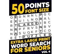 50 Points Font Size Extra Large Print Word Search for Seniors: 50 XXL Jumbo Print puzzles with 1000 words - Vol 4