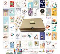 50 Popular Birthday Cards with Stickers and Envelopes made from Recycled Paper Multipack Set (50 Popular Mix)
