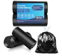 50 Portable Toilet Bags, Drawstring Biodegradable Camping Potty Bags 8 Gallon Camping Toilet Waste Bags for 5-8 Gallon Bucket Toilet Adults Outdoor Camping Car