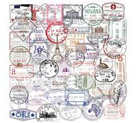 50 Postmark Stickers, Vintage Travel Stamp Post Mark Sticker Pack for Scrapbook Notebook Laptop Helmet Water Bottle