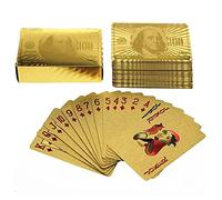 50 Pound Gold Foil Playing Cards Set, 24k Gold Plated Waterproof Poker Cards - Classic Game, Gifts for Family Party Game/Card Players/Magicians (US Dollar)