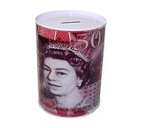 £50 Pound Money Tin Can Box With Printed Piggy Bank Note For Saving Cash. (Large)…