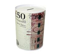 £50 Pound Money Tin Can Box With Printed Piggy Bank Note For Saving Cash. (Small)