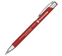 50 Premium Business Logo and Text Personalised Promotional Full Colour Print Soft Touch Mood Pens in Red