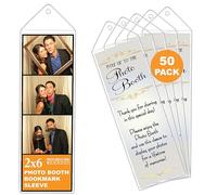 50 Premium Photo Booth Bookmark Sleeves with Inserts 2 1/4" X 6 1/4" for Wedding